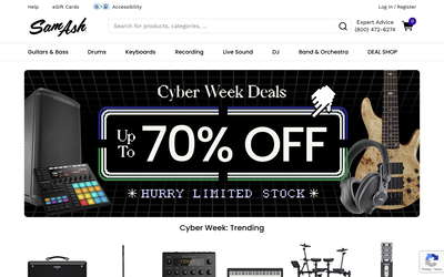 Sam Ash Music website screenshot