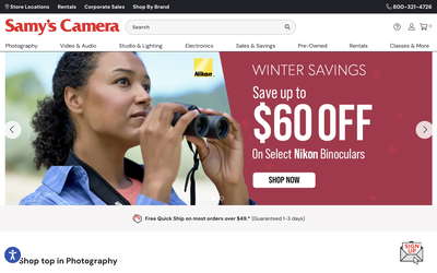 Samy's Camera website screenshot