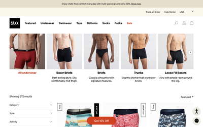 SAXX Underwear website screenshot