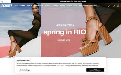 Schutz Shoes website screenshot