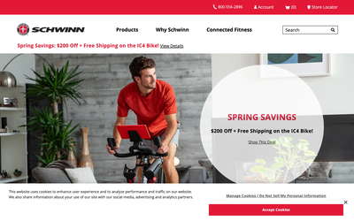 Schwinn Fitness website screenshot