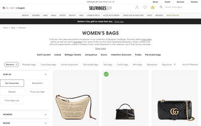 Selfridges website screenshot