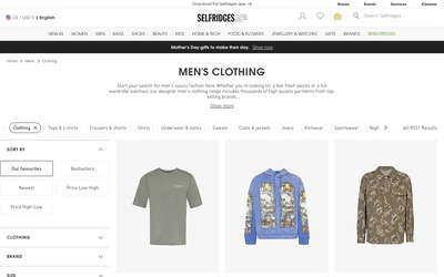 Selfridges website screenshot