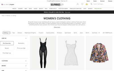 Selfridges website screenshot