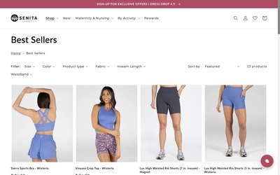 Senita Athletics website screenshot