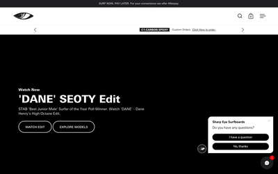 Sharp Eye Surfboards website screenshot