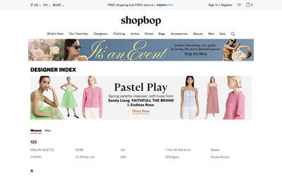 Shopbop website screenshot