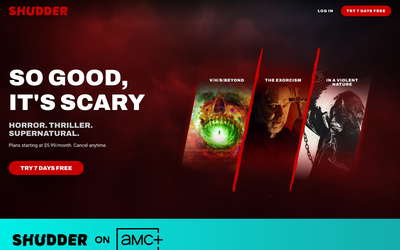 Shudder website screenshot