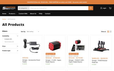 Simshop website screenshot