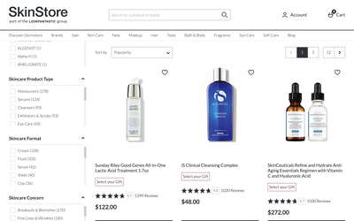 SkinStore website screenshot