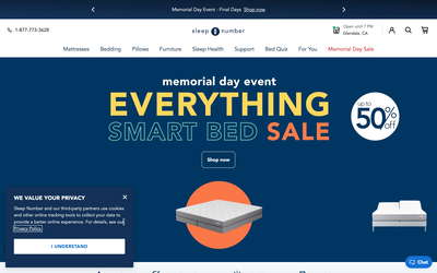 Sleep Number website screenshot