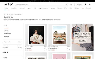 Society6 website screenshot