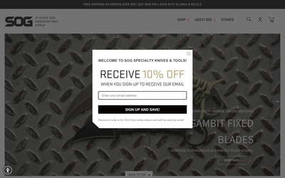SOG Knives website screenshot