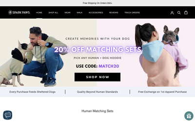SPARK PAWS website screenshot