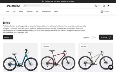 Specialized Bicycles website screenshot