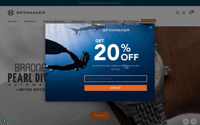 Spinnaker Watches website screenshot