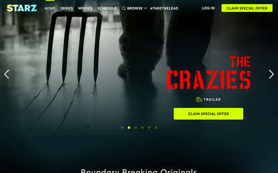 Starz website screenshot