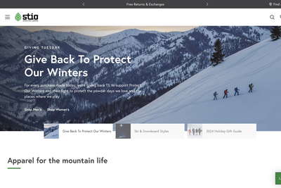 Stio website screenshot