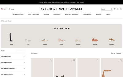 Stuart Weitzman website screenshot