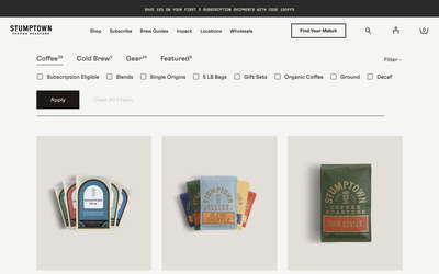 Stumptown Coffee Roasters website screenshot