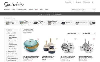 Sur La Table website screenshot
