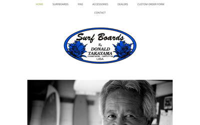Surfboards by Donald Takayama website screenshot