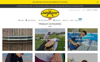 Surfers Warehouse website screenshot