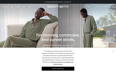 Sweaty Betty website screenshot