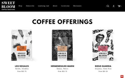 Sweet Bloom Coffee website screenshot