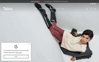 Tabio USA website screenshot