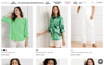 Talbots website screenshot