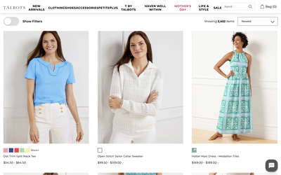 Talbots website screenshot