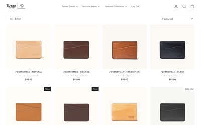 Tanner Goods website screenshot