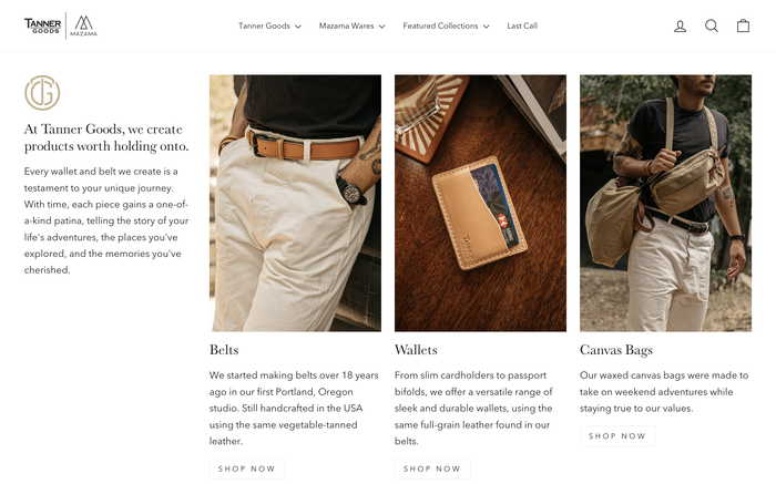 Tanner Goods screenshot