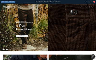 Taylor Stitch website screenshot