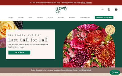 The Bouqs Co. website screenshot