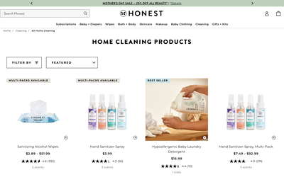 The Honest Company website screenshot