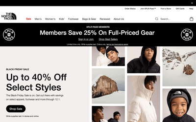 The North Face website screenshot