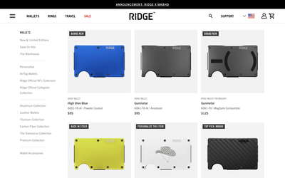The Ridge Wallet website screenshot