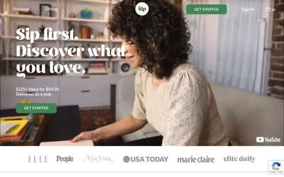 The Sip website screenshot