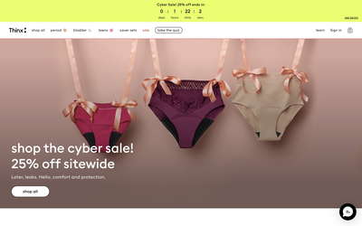 Thinx website screenshot
