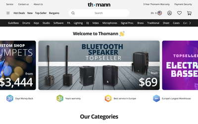 Thomann Music website screenshot