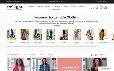 Thought Clothing website screenshot