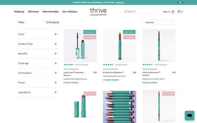 Thrive Causemetics website screenshot