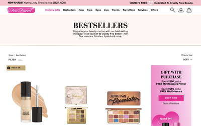 Too Faced Cosmetics website screenshot