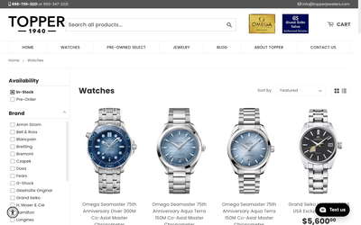 Topper Fine Jewelers website screenshot