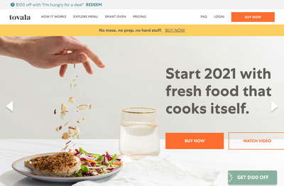 Tovala website screenshot
