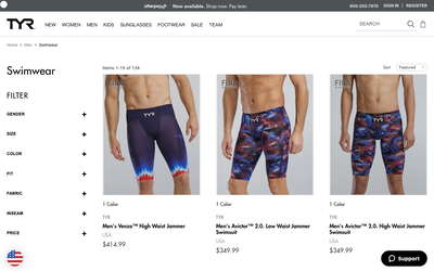 TYR Sport website screenshot