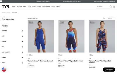 TYR Sport website screenshot