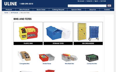 Uline website screenshot